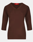 Blusa punto escote V calado manga 3/4 - C0008 invierno