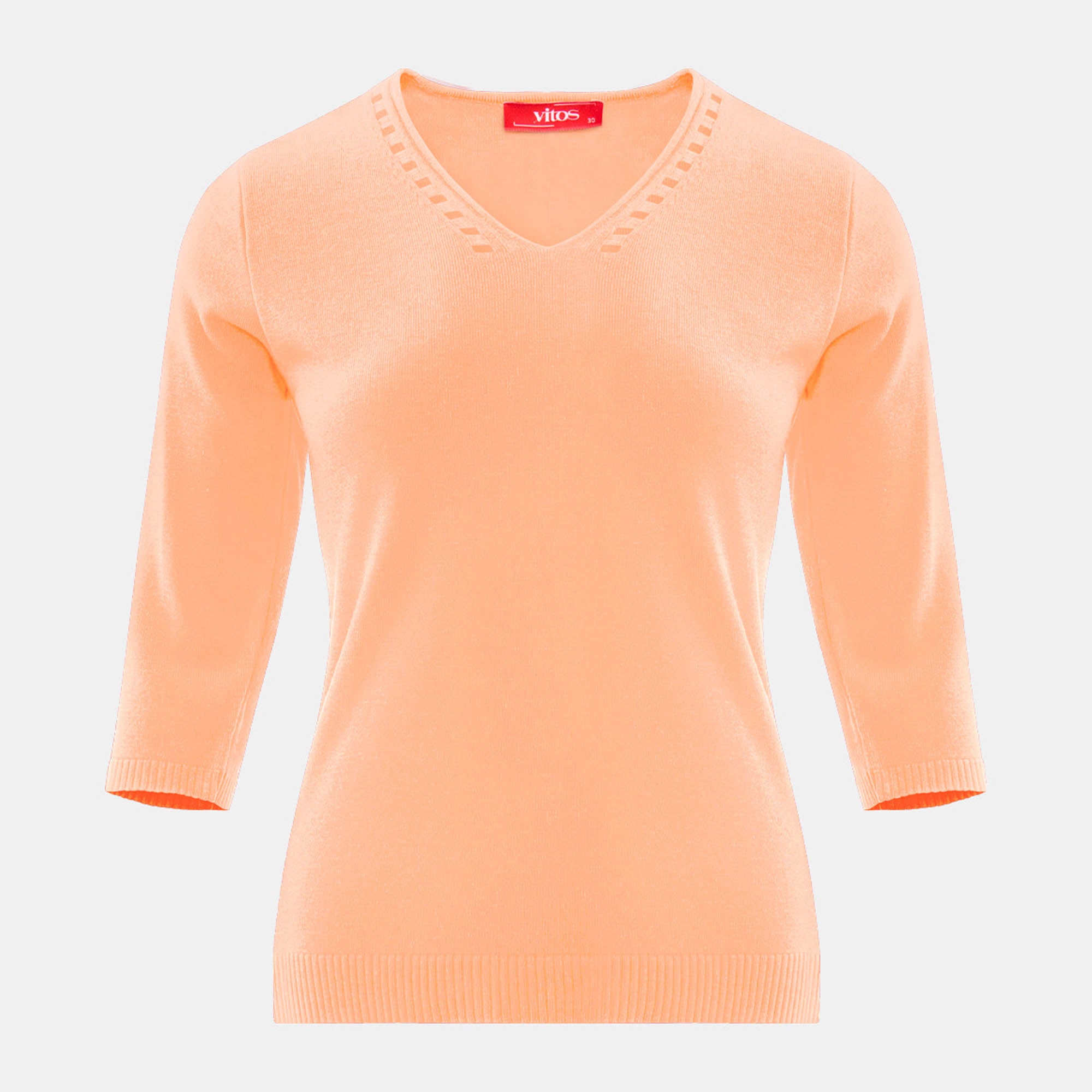 Blusa punto escote V calado manga 3/4 - C0008