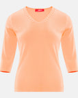 Blusa punto escote V calado manga 3/4 - C0008