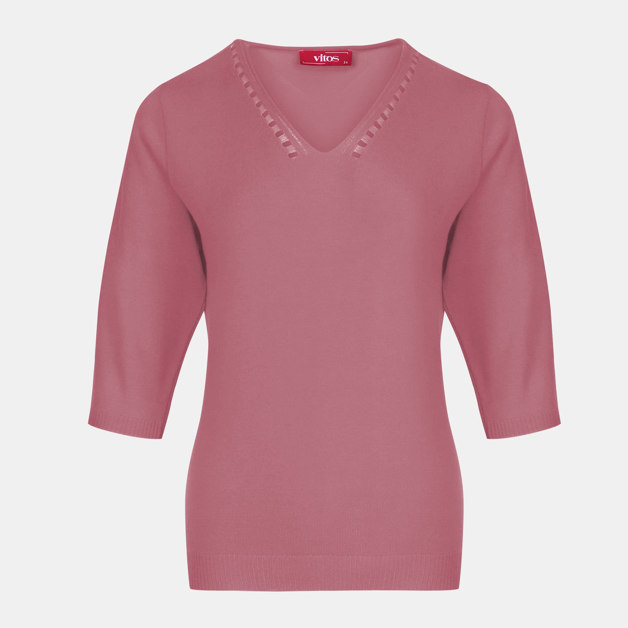 Blusa punto escote V calado manga 3/4 - C0008 invierno