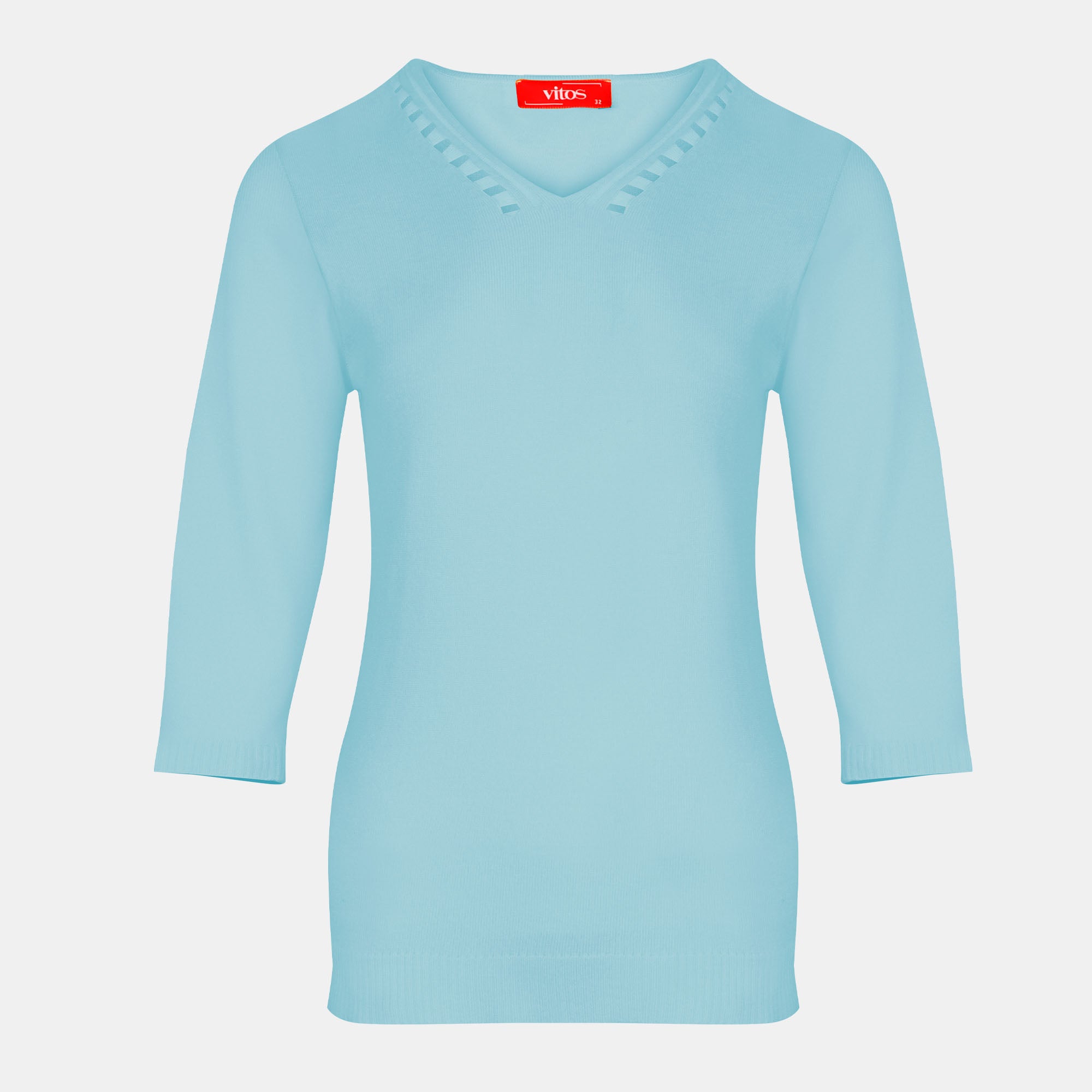 Blusa punto escote V calado manga 3/4 - C0008