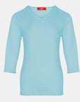 Blusa punto escote V calado manga 3/4 - C0008
