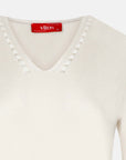 Blusa punto escote V calado manga 3/4 - C0008