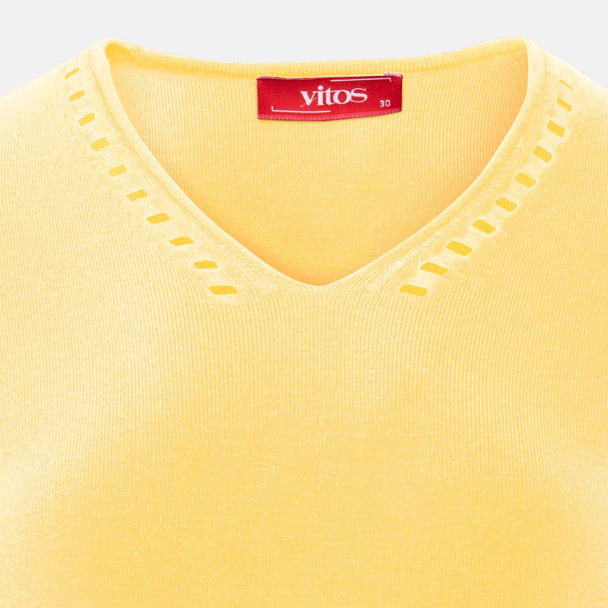 Blusa punto escote V calado manga 3/4 - C0008