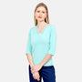 Blusa punto escote V calado manga 3/4 - C0008