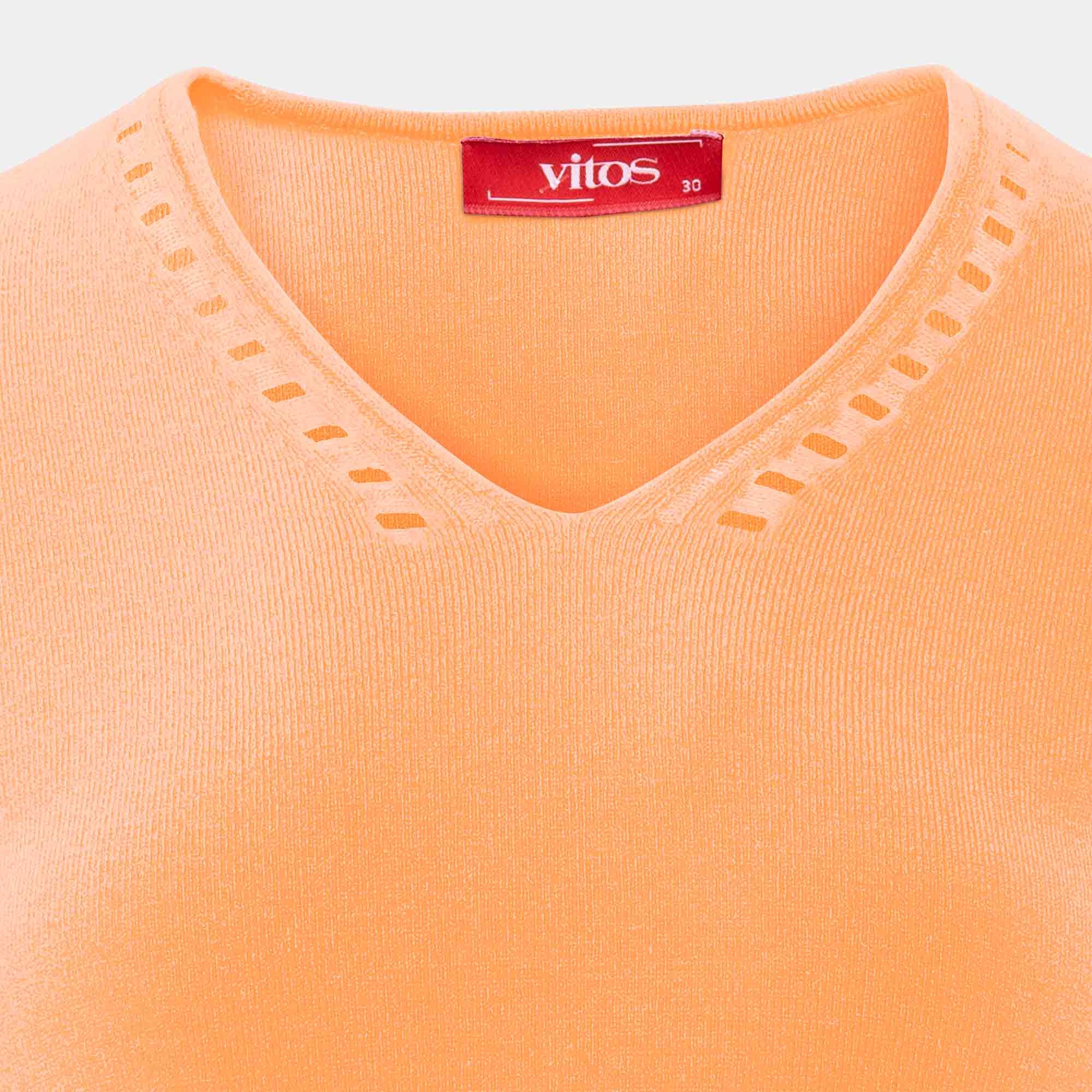 Blusa punto escote V calado manga 3/4 - C0008