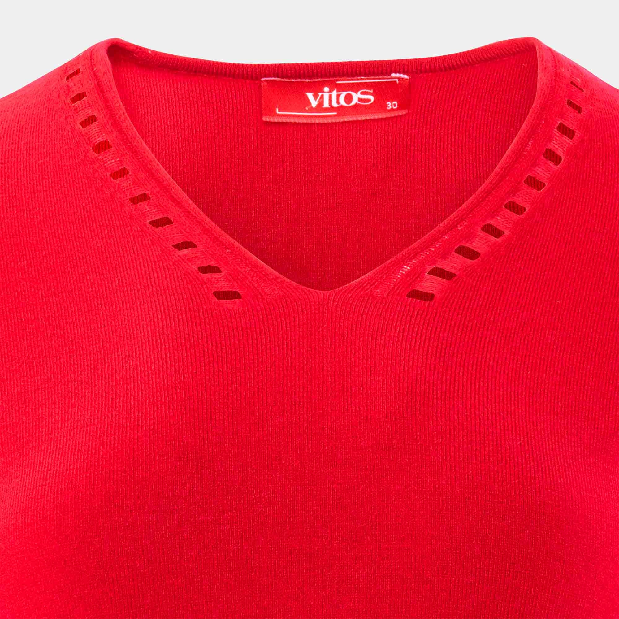 Blusa punto escote V calado manga 3/4 - C0008