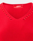 Blusa punto escote V calado manga 3/4 - C0008