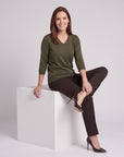 Blusa punto escote V calado manga 3/4 - Vitos