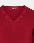 Blusa punto escote V calado manga 3/4 - C0008