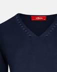 Blusa punto escote V calado manga 3/4 - C0008