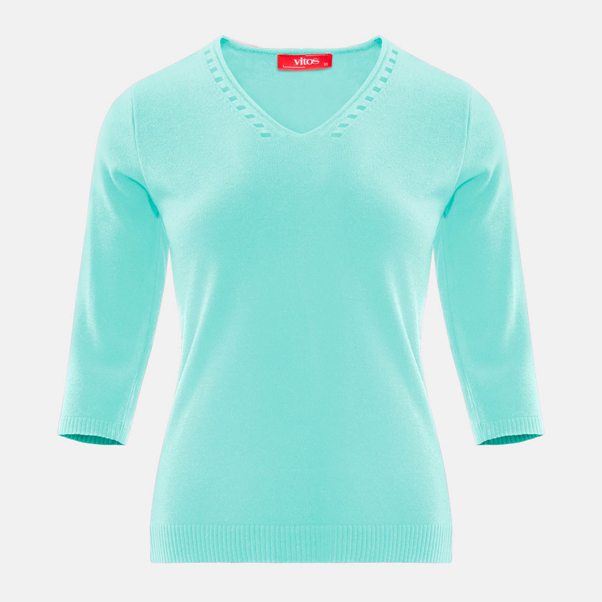 Blusa punto escote V calado manga 3/4 - C0008