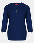 Blusa punto escote V calado manga 3/4 - C0011 invierno