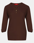 Blusa punto escote V calado manga 3/4 - C0011 invierno