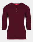 Blusa punto escote V calado manga 3/4 - C0011 invierno