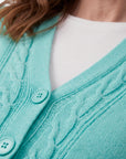Cardigan punto escote en v trenzas básico Verano