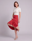 Falda Midi de Punto Línea A, color escarlata - Vitos