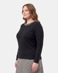 Blusa Cuello Redondo Bordada para Mujer