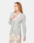 Cardigan escote V manga larga color gris Vitos