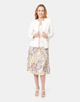 Saco blanco para dama acolchado con flores