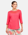 Blusa manga corrida cuello redondo con bordado Candela