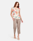 Top estampado floral pliegue en hombros Candela