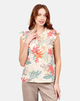 Top estampado floral pliegue en hombros Candela