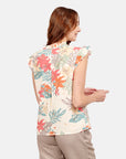 Top estampado floral pliegue en hombros Candela