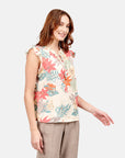 Top estampado floral pliegue en hombros Candela