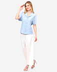 Blusa manga corta cuello bordado Loreto