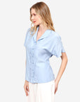 Blusa manga corta cuello bordado Loreto