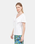 Blusa escote V manga con holanes Cadereyta