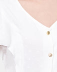 Blusa escote V manga con holanes Cadereyta