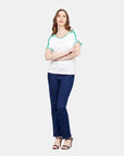 Blusa escote ojal manga corrida Cadereyta