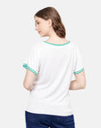 Blusa escote ojal manga corrida Cadereyta