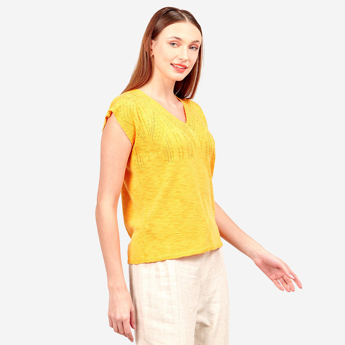 Blusa escote V manga corrida Ajijic