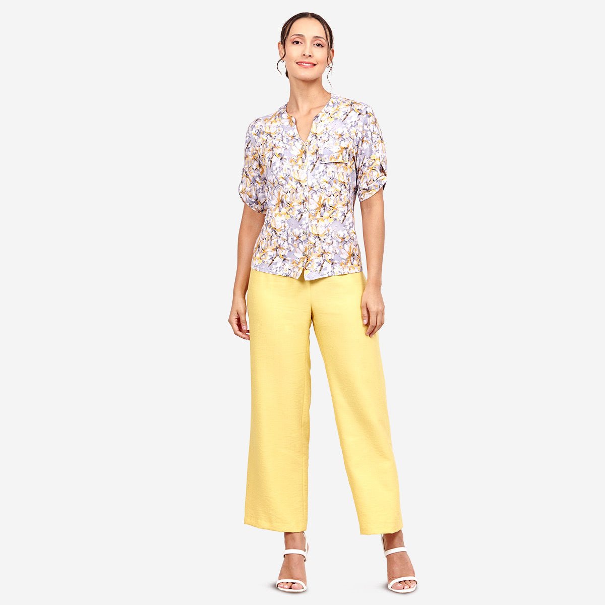Blusa cuello mao estampado floral Sayulita