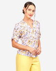 Blusa cuello mao estampado floral Sayulita
