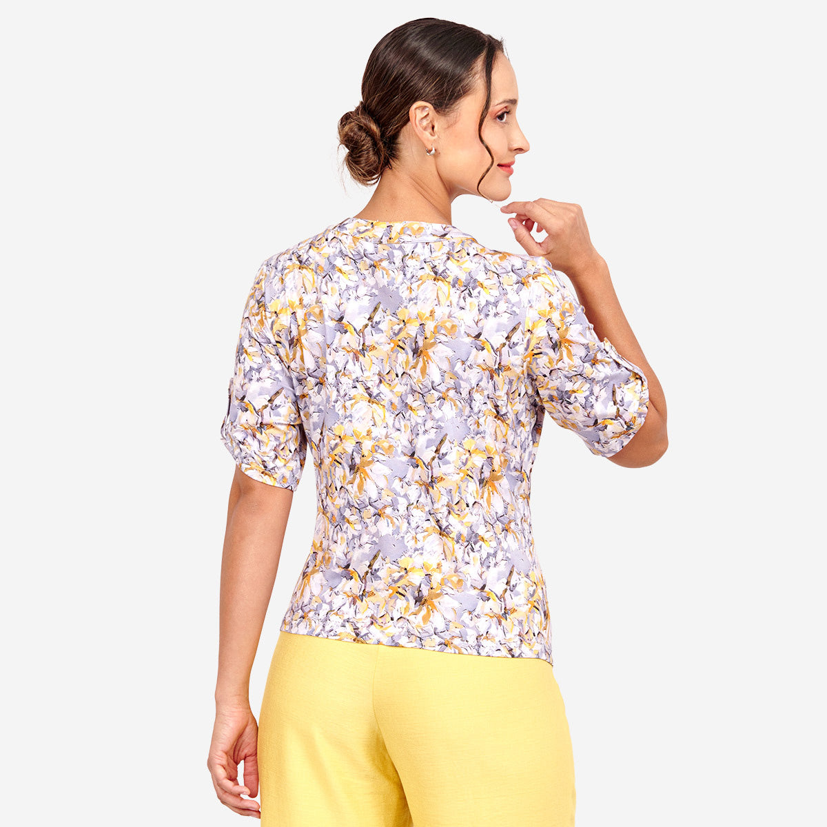 Blusa cuello mao estampado floral Sayulita