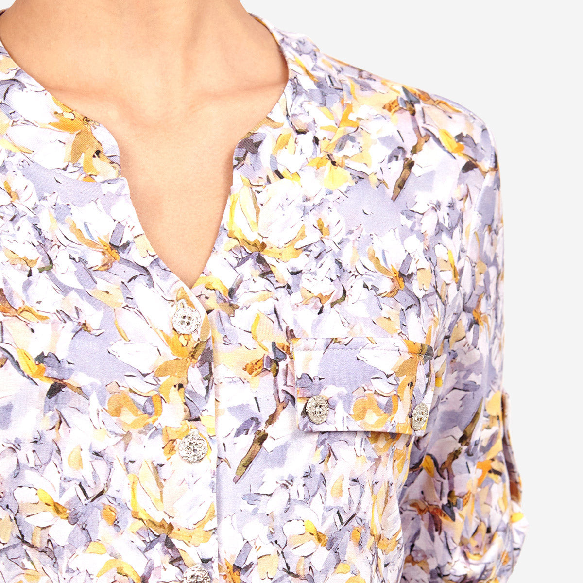 Blusa cuello mao estampado floral Sayulita