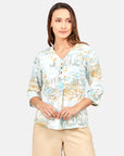 Blusa estampada cuello V Sisal