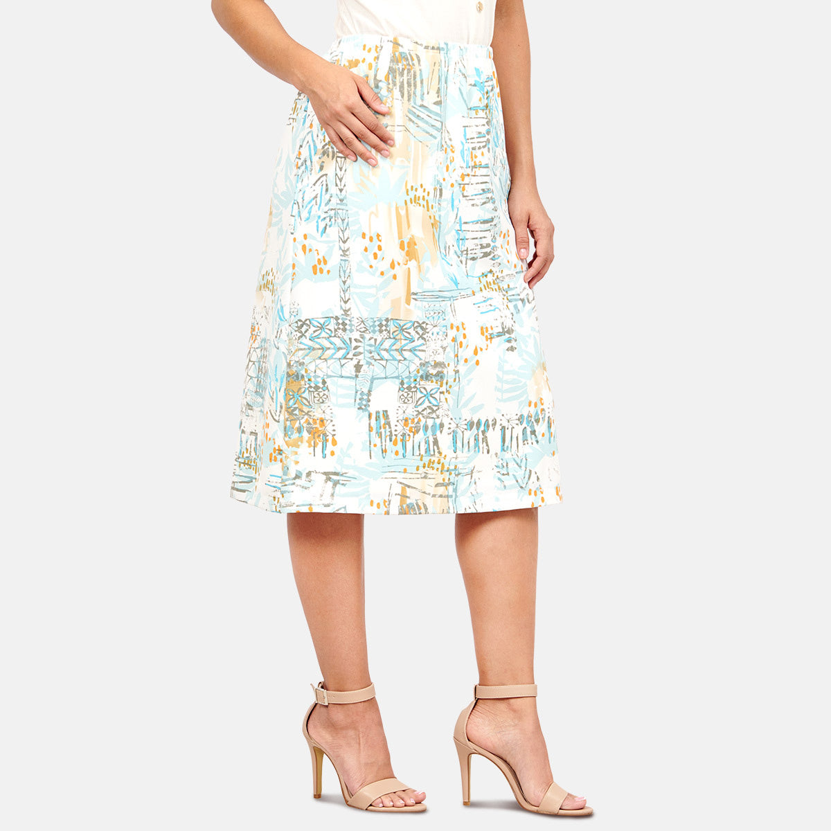 Falda corte midi estampado Sisal