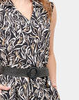 Vestido estampado con bolsas y cinturón elastico Álamos