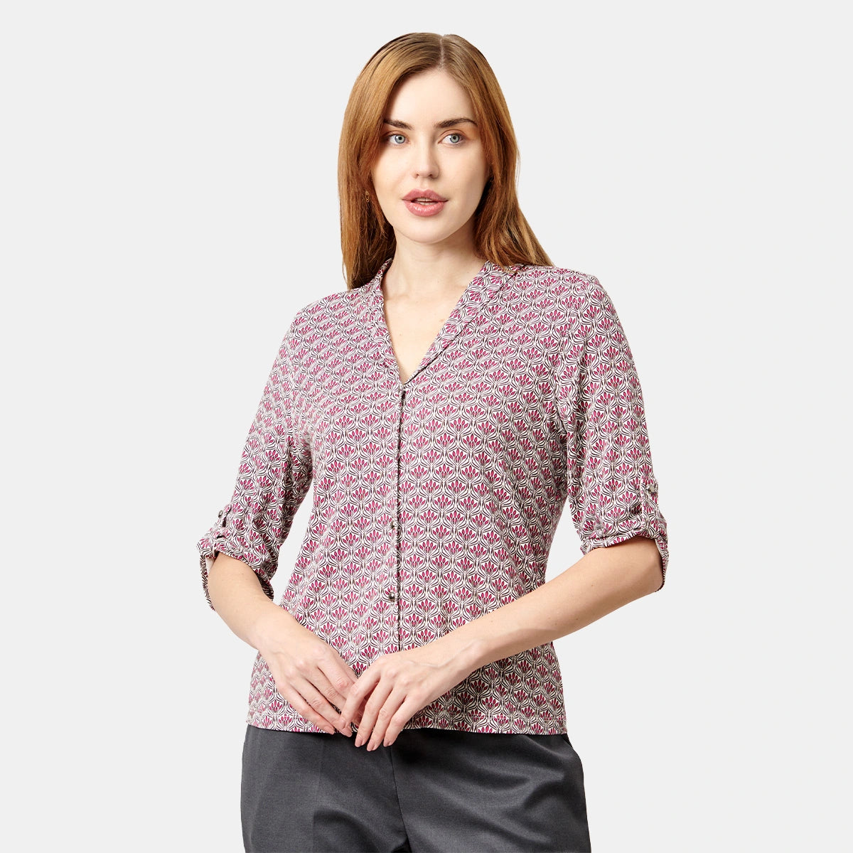Blusa cuello v estampado botánico Marquesa