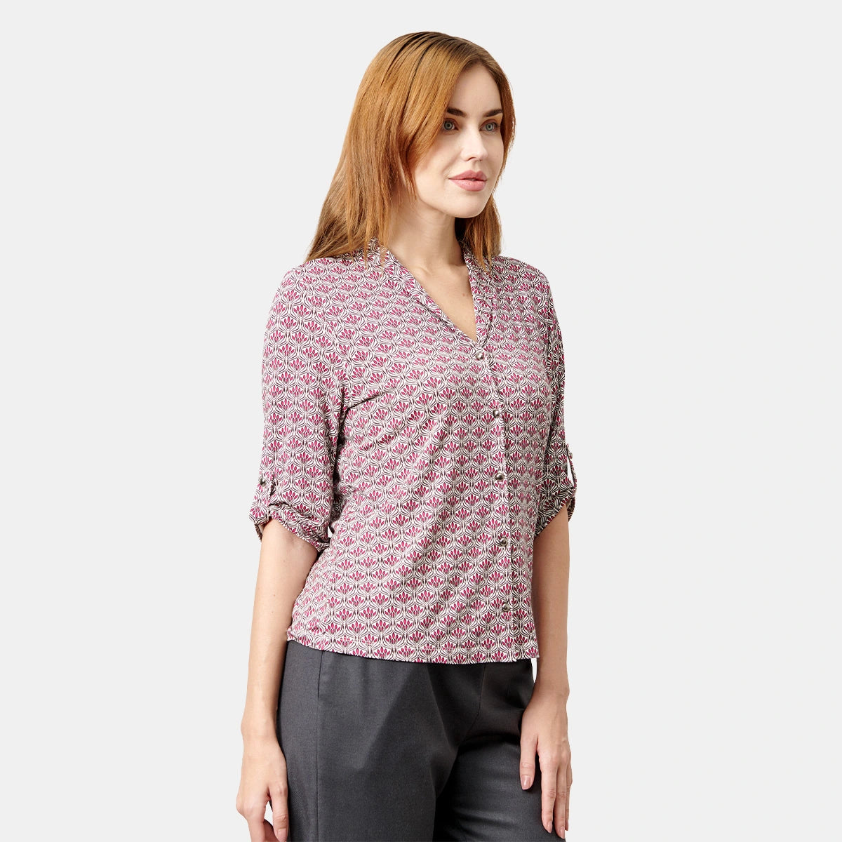 Blusa cuello v estampado botánico Marquesa