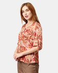 Blusa estampada cuello redondo con elevador La Glorichu