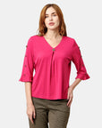 Blusa abierta cuello redondo al codo La Glorichu
