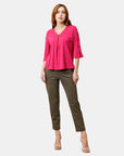 Blusa abierta cuello redondo al codo La Glorichu