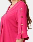 Blusa abierta cuello redondo al codo La Glorichu