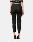 Pantalón recto con simulacion de cinturon Perla Negra